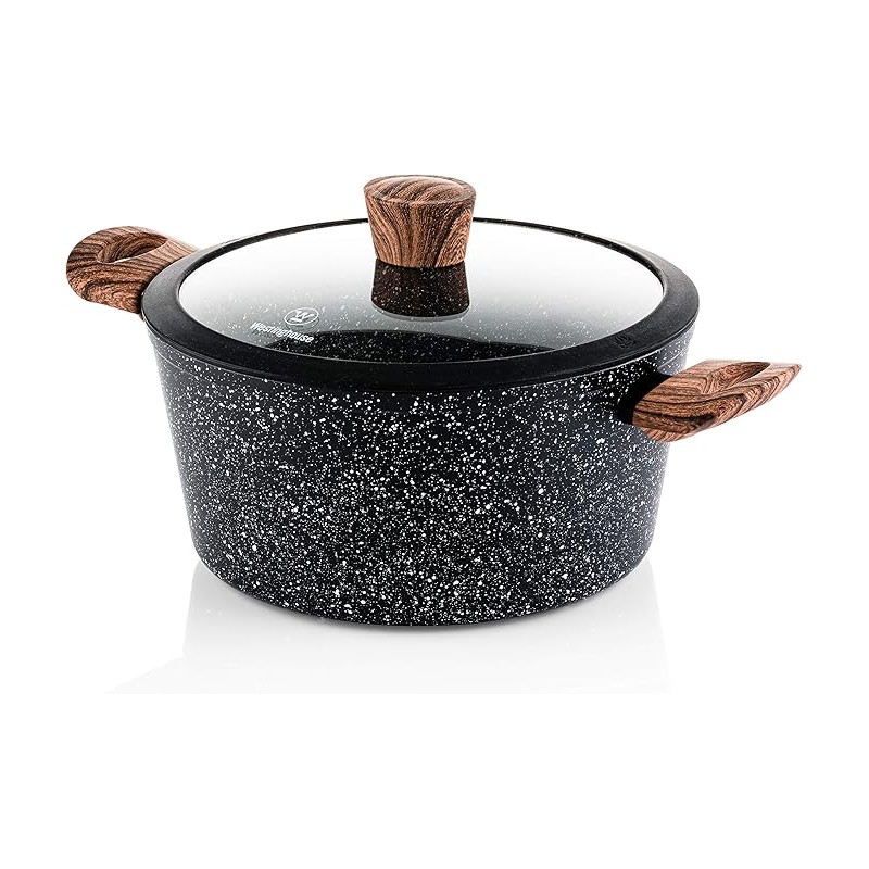 Westinghouse cacerola de aluminio forjado de 24 cm con tapa de vidrio antiaherente - WCCC0085024MBB