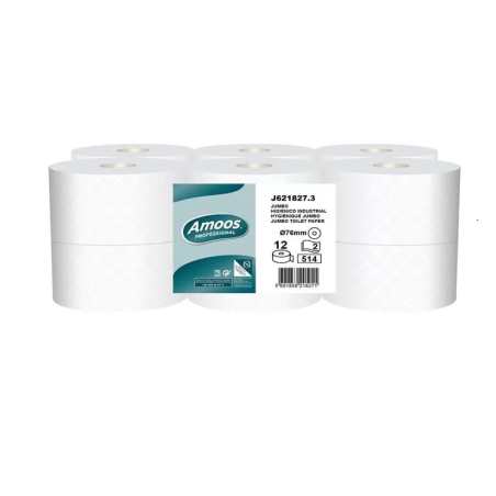 Amoos papel higienico jumbo doble hoja 180m pack 12 rollos J621827