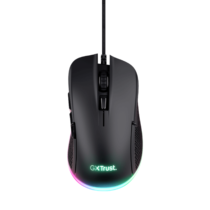 Trust  mouse Eco GXT 923 YBAR color negro gaming resolución de 7200 ppp e iluminacion LED RGB - 24729
