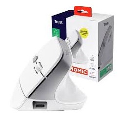 Trust mouse vertical ergonomico inalambrico Bayo color blanco recargable - 25398