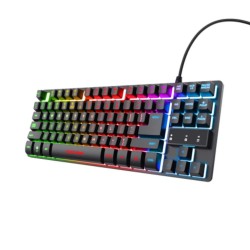 Trust teclado para gaming metalico con iluminación LED multicolor GXT 833 color negro - 24067