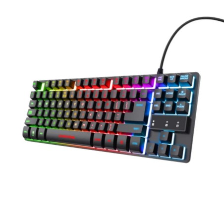 Trust teclado para gaming metalico con iluminación LED multicolor GXT 833 color negro - 24067