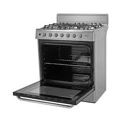 Midea Cocina a gas 30 pulgadas silver 6 quemadores capelo hierro fundido MGS30FS1BEABG