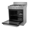 Midea Cocina a gas 30 pulgadas silver 6 quemadores capelo hierro fundido MGS30FS1BEABG