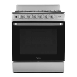 Midea Cocina a gas 30 pulgadas silver 6 quemadores capelo hierro fundido MGS30FS1BEABG