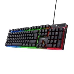 Trust teclado gamer color negro iluminado en español - 23823