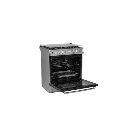 Midea Cocina a gas 30 pulgadas negra 6 quemadores capelo air fryer parrillas de hierro fundido MGS30FS1LEAMSS