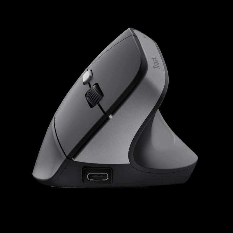 Trust mouse ergononico color negro inalambrico y recargable - 25145