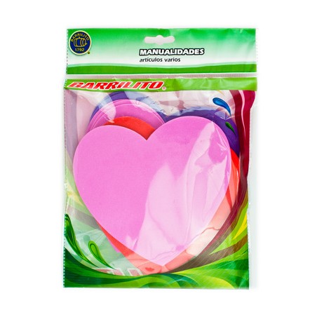 Barrilito calcomania de foamy corazon fs006 con pegamento 15 x 14 cm 10 piezas