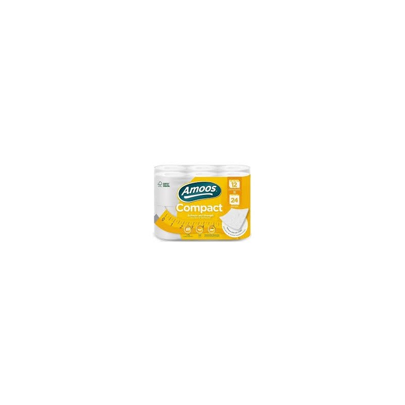 Amoos papel higienico compact doble hoja 266 H 12 rollos paq x 4 - H603212