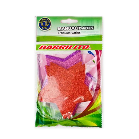 Barrilito calcomania de foamy estrella fsg005 con pegamento 9.6 cm 10 piezas 3 colores