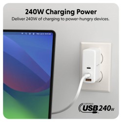 Targus cable de carga hyper USB-C 2.0  silicona 240W 3.3' blanco - HJ4001WHGL