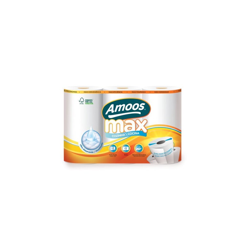 Amoos toalla de cocina MAX 3 pack 90 hjs dobles ( 22 mtrs) paq x 7 - C622202