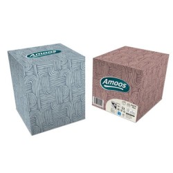 Amoos pañuelos faciales de papel desechable cubo cosmetico 70 X 2 capas caja de 24unds - F622701