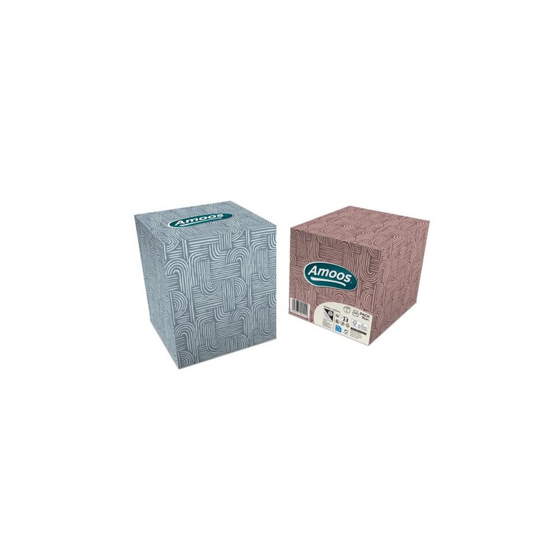 Amoos pañuelos faciales de papel desechable cubo cosmetico 70 X 2 capas caja de 24unds - F622701