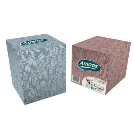 Amoos pañuelos faciales de papel desechable cubo cosmetico 70 X 2 capas caja de 24unds - F622701