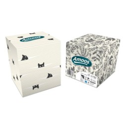 Amoos pañuelos faciales de papel desechable cubo cosmetico 50 X 3 capas caja de 24unds - F623501