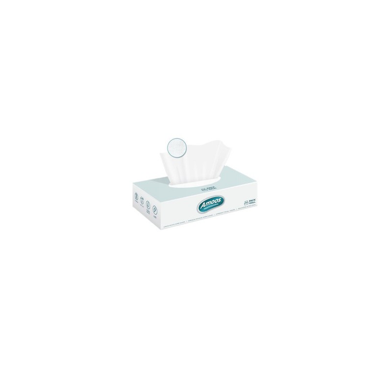 Amoos pañuelos faciales de papel desechable cosmetico 100 X 2 capas caja de 24unds- F622701