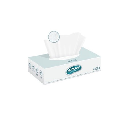 Amoos pañuelos faciales de papel desechable cosmetico 100 X 2 capas caja de 24unds- F622701