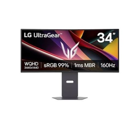 LG Monitor Gaming LG UltraGear, 34", VA, WQHD (3440X1440), 160Hz, 1 ms (MBR), 21:9, Curvo 1800R 34G600A