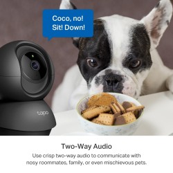 Tp Link camara de vigilancia Wi-Fi 2K de 360 ° con deteccion por IA y llanto de bebe color negro -Tapo C211