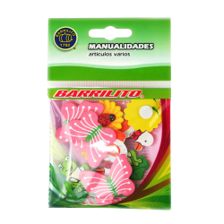 Barrilito calcomania de madera flores e insectos ws004 10 piezas