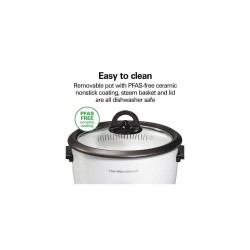 Hamilton Beach olla arrocera 16 tazas con tapa de vidrio 37516MN