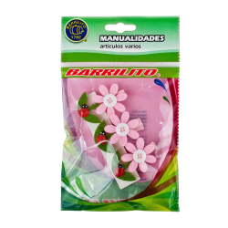 Barrilito clip de madera fieltro flores wclp1 3 piezas