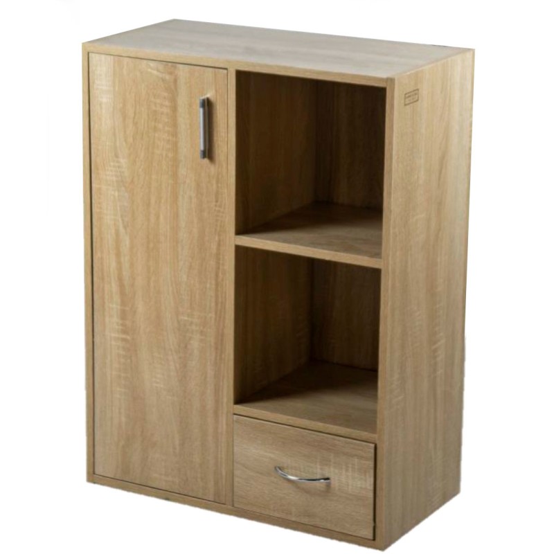 Kenneth Cole librero 1 puerta 1 gaveta 2 cubos color roble-W60 x H80 x D30 cm-KCWD20220513-O
